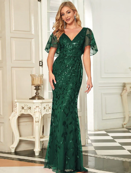 Emerald Green Mermaid Prom Dress For Sale using Ever Pretty Promo Code