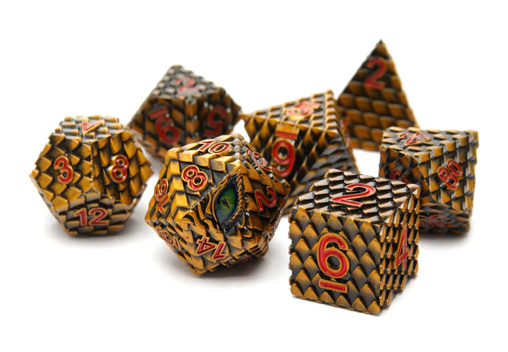 Shop Best Red and Gold Metal Dice with Diceroll Discount Code